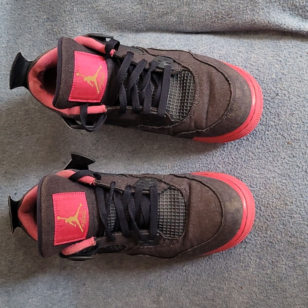 Pink and black jordans
